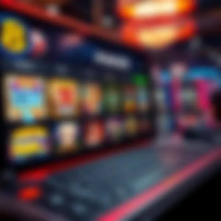 Illustration of a secure online casino platform displaying multiple pokies game options