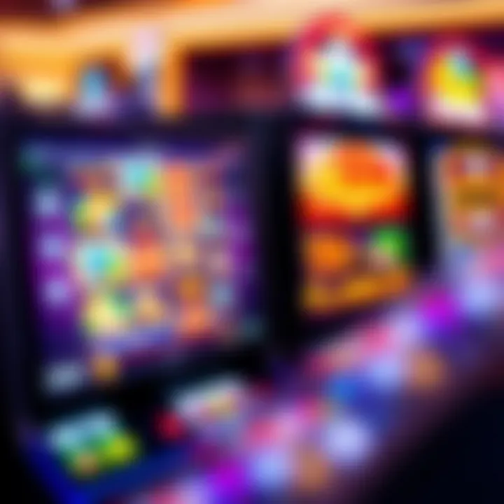 Online pokies interface showing a variety of colorful slot game themes on screen