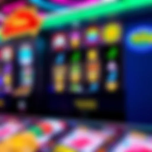 Colorful online pokies interface displaying various slot games with vibrant symbols and spinning reels