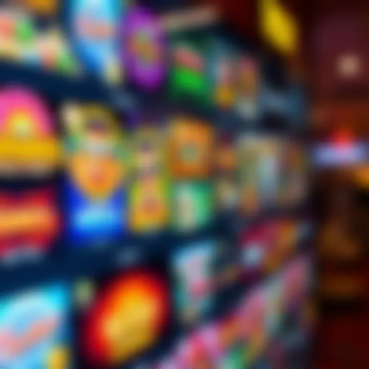 Colorful array of casino game icons displayed on a digital screen