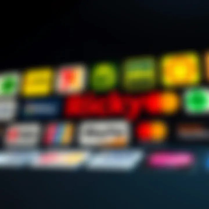 Various payment method logos arranged on a dark background