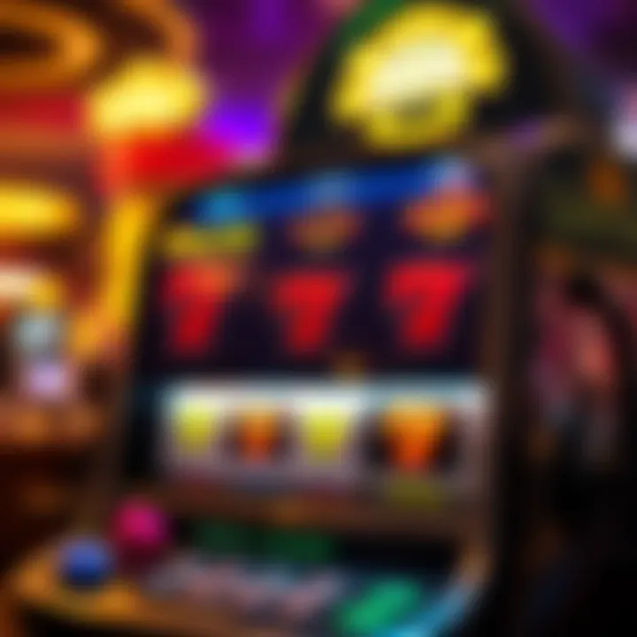 Online Casino Bonus Features at Royal Reels Illustration of a digital slot machine with coins and bonus symbols highlighting online casino rewards