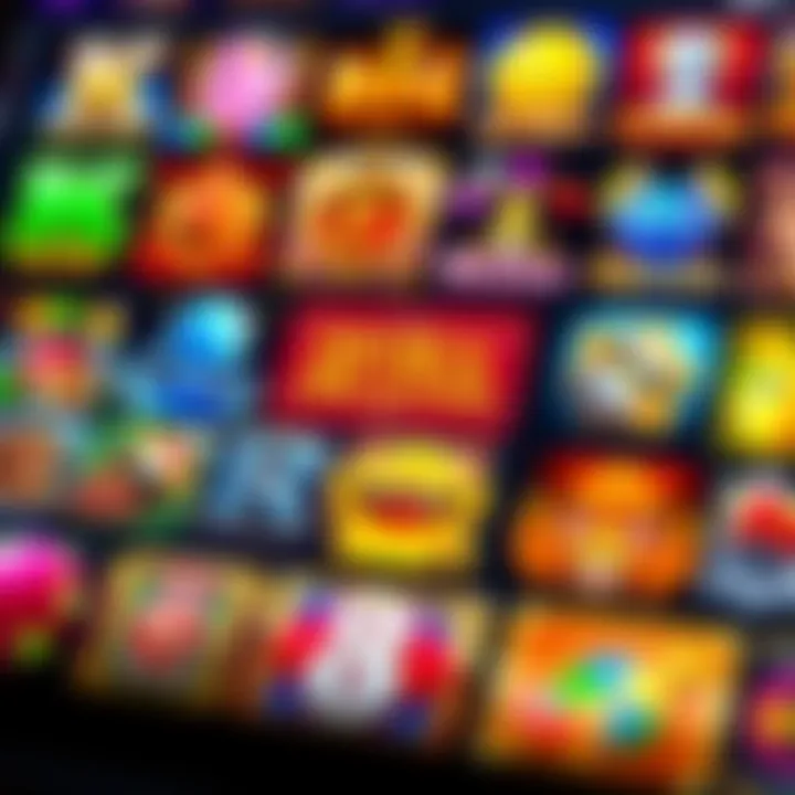 Collection of colorful casino game icons representing diverse game selections across Royal Reels sister sites
