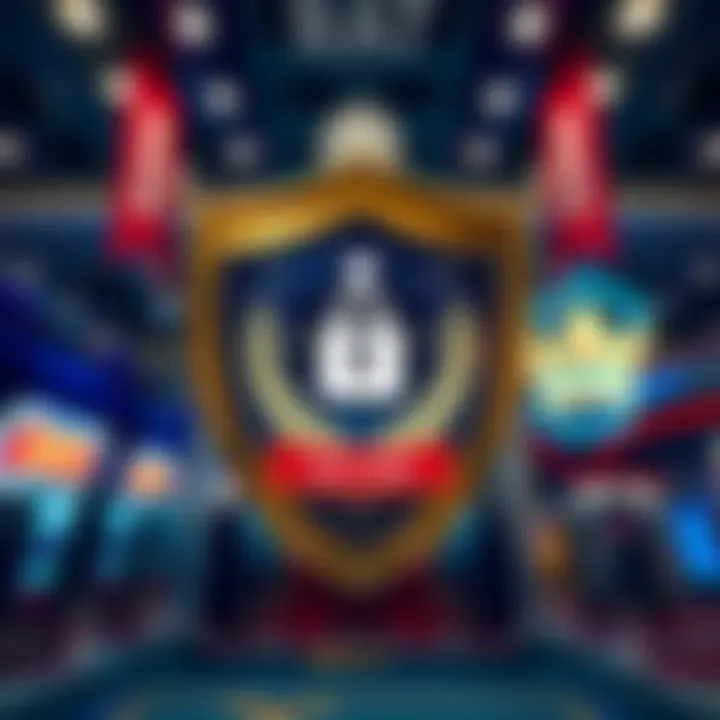 Digital shield symbolizing secure and safe online gambling environment with promotional banners