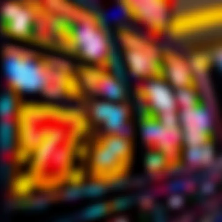 Colorful slot machine reels spinning with vibrant symbols