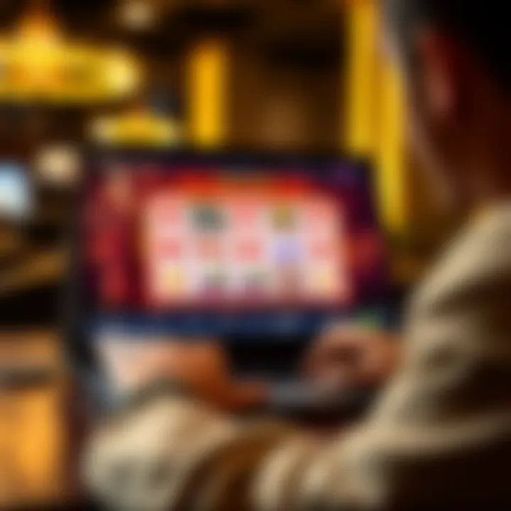 User playing an online slot game on a laptop with clear layout and bonus features