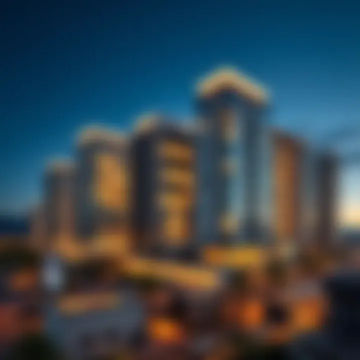 Modern residential and commercial buildings at SkyCrown Nicosia with urban surroundings