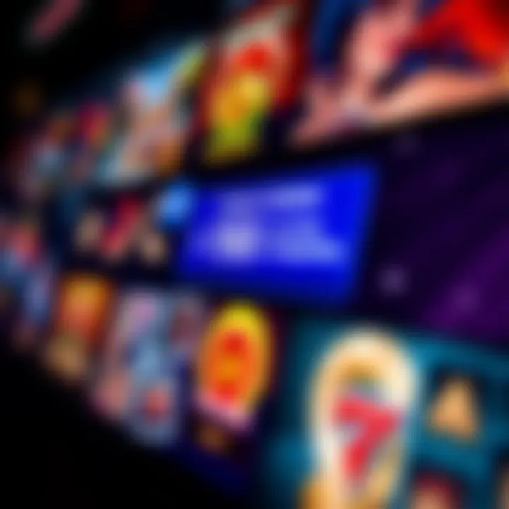 Close-up of a digital screen with casino game icons and bonus notification