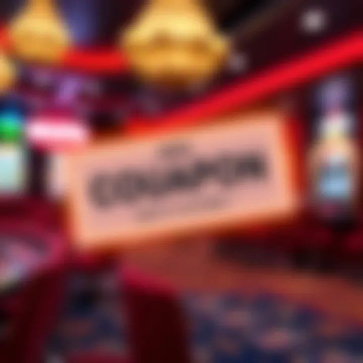Illustration of a glowing promotional coupon code floating over a casino-themed background
