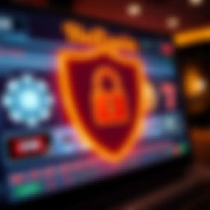 Secure online casino interface displaying safety features and encryption symbols