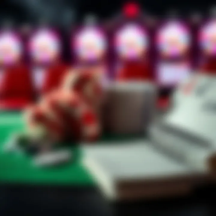 Conceptual illustration of responsible gambling with poker chips, a calendar, and a budget notebook