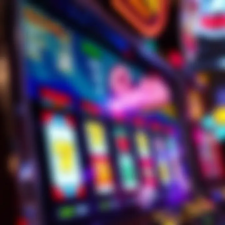 Close-up view of a colorful electronic pokies machine displaying winning symbols