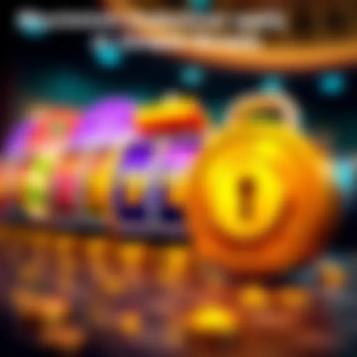 Graphic showing various casino game icons with bonus symbols and a secure lock indicating safe gaming practices