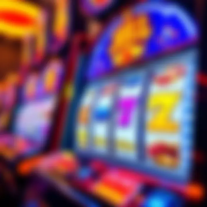 Colorful slot machine reels with jackpot symbols and bright lights