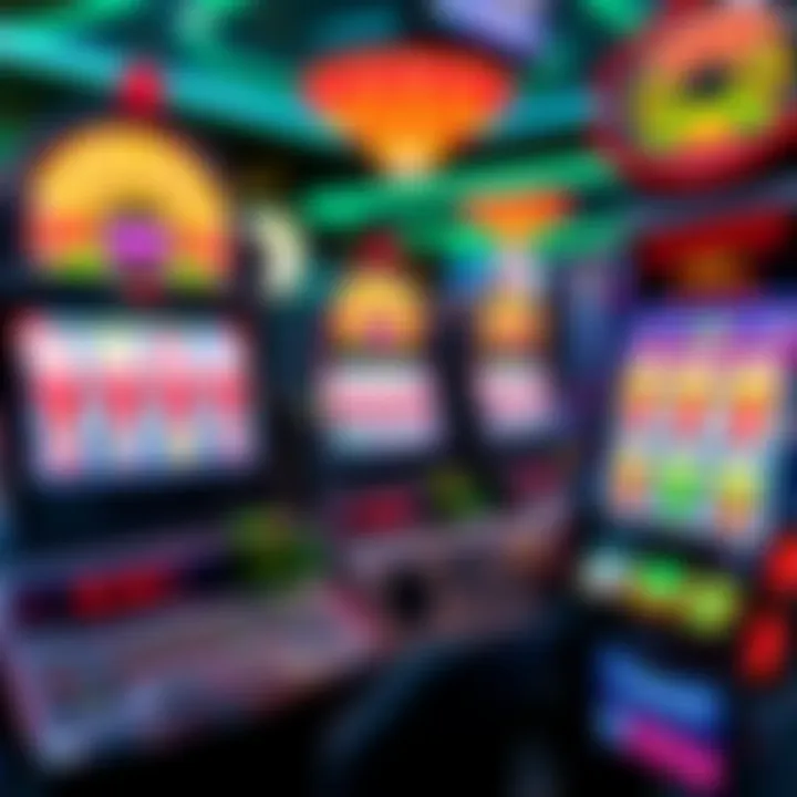 Colorful slot machine reels displaying winning combinations at Jackpot Jill Casino