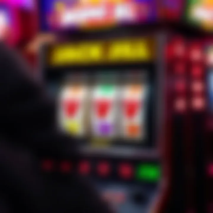 Slot machine screen displaying jackpot symbols and bonus icons