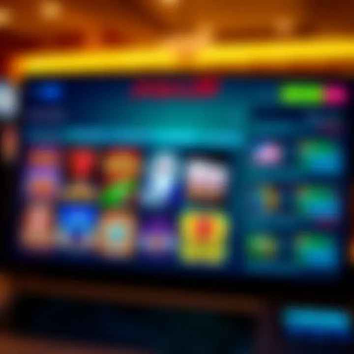 An online casino interface showing various slot games and betting options