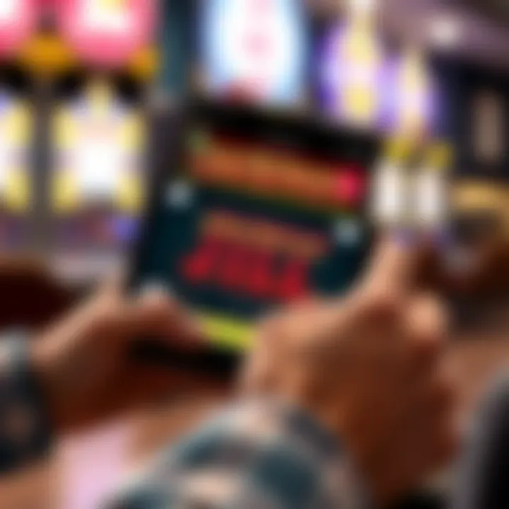 Illustration showing a player claiming Jackpot Jill’s sign up bonus on a mobile device
