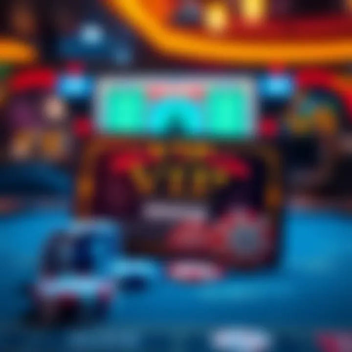 Illustration of a VIP loyalty program card with casino chips and secure digital elements