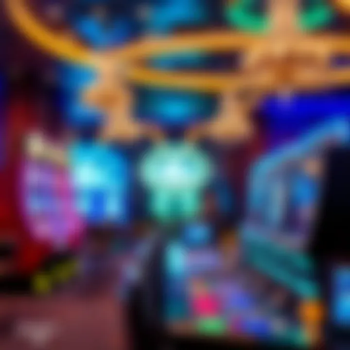 Luxurious casino setting with vibrant slot machines and shimmering lights