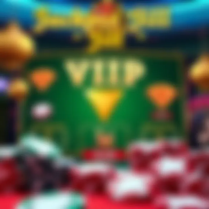 Graphic illustrating rewards and promotions with casino chips and prizes