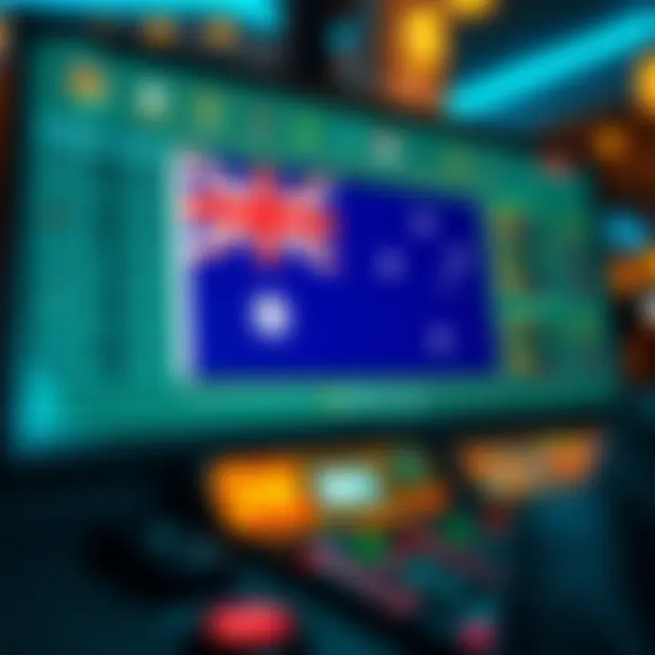 Online casino interface showing Australian flag and gambling options