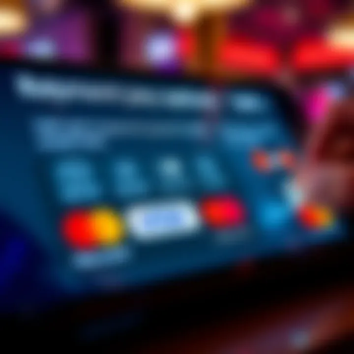 Secure online payment methods displayed on a digital device for casino transactions