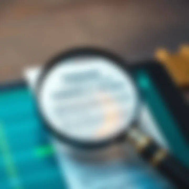 Graphic depicting terms and conditions on a digital document with a magnifying glass emphasizing fine print