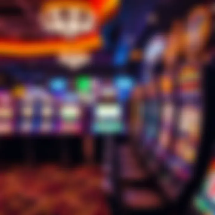 Vibrant casino game selection with slot machines and card games displayed on digital screens