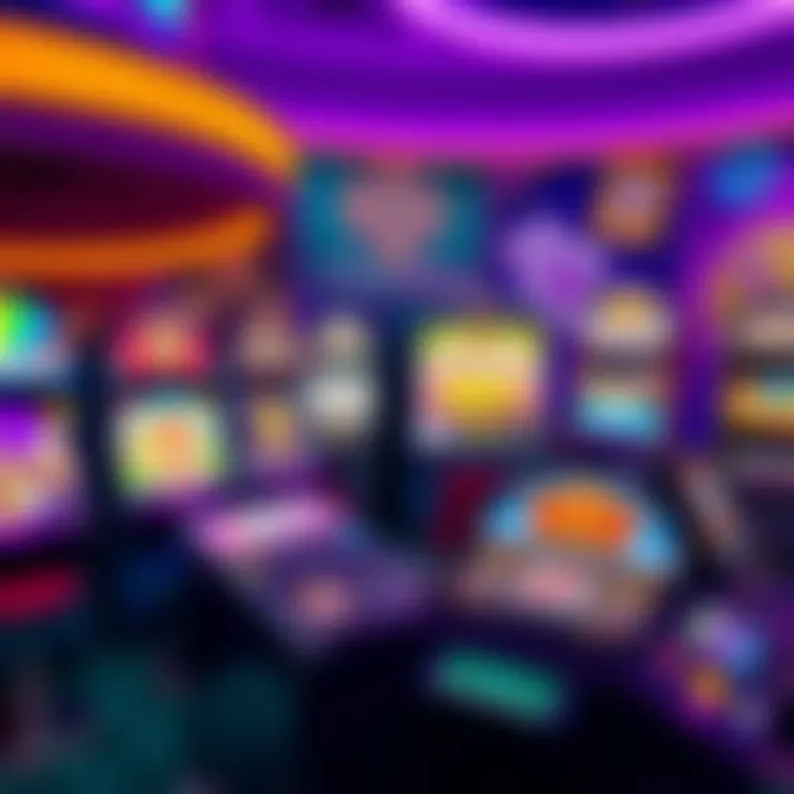 Colorful digital casino game icons on a vibrant background