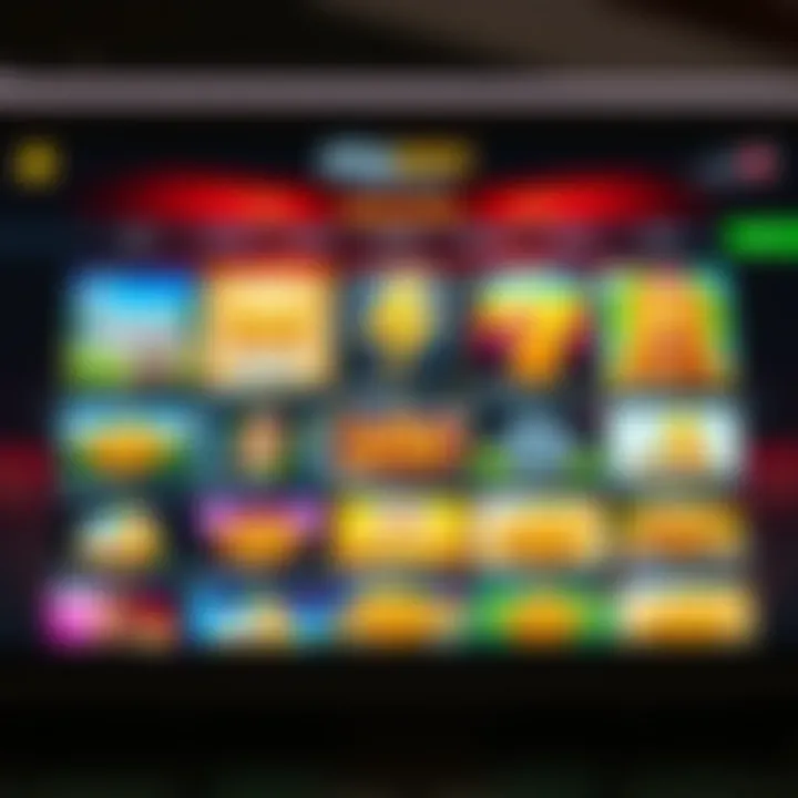 User interface showcasing a variety of casino games including slots and table games on an online platform