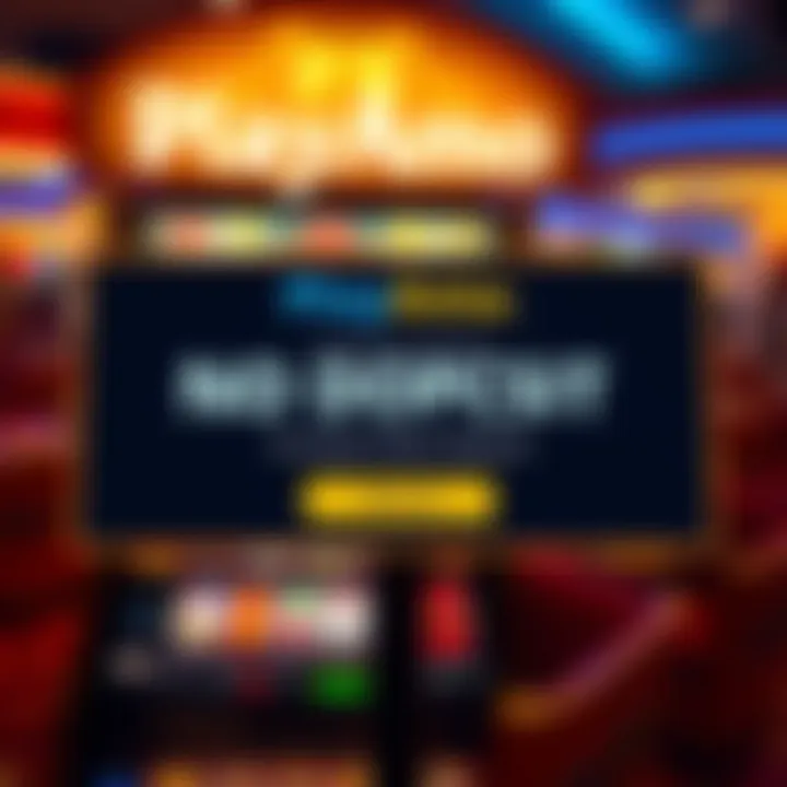 Illustration showing a digital casino bonus notification with a no deposit offer highlighted