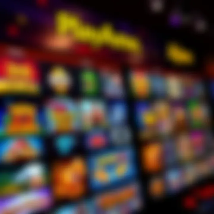 Colorful online casino slot games interface showcasing various themes and vibrant graphics