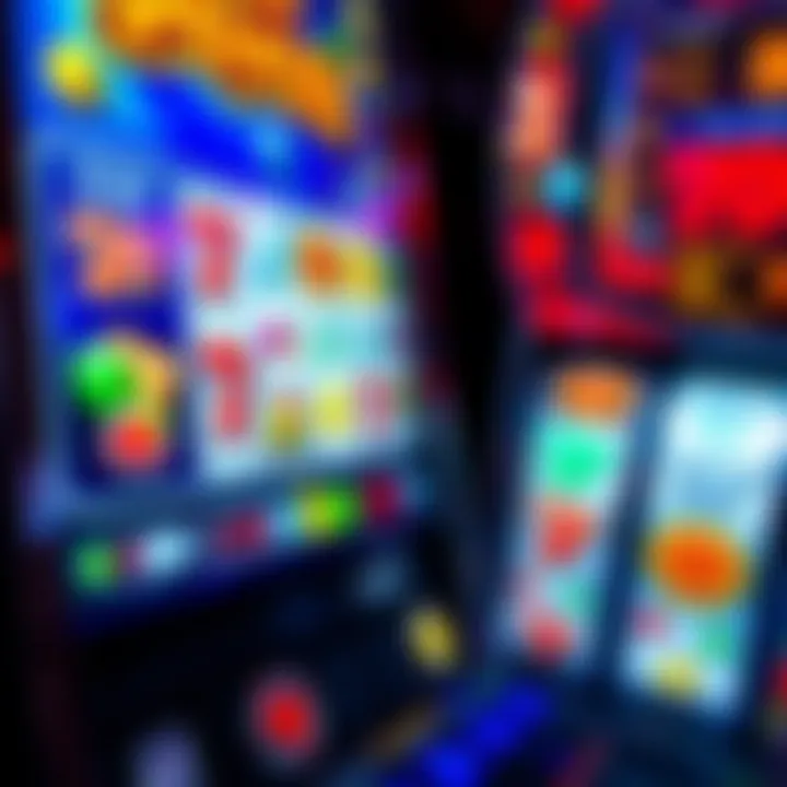 Online pokies interface displaying various colorful game symbols and paylines