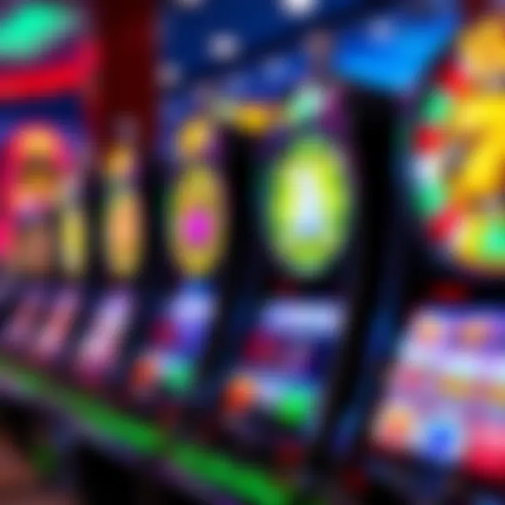 Slot machine reels displaying various symbols with vibrant lights in an Australian casino