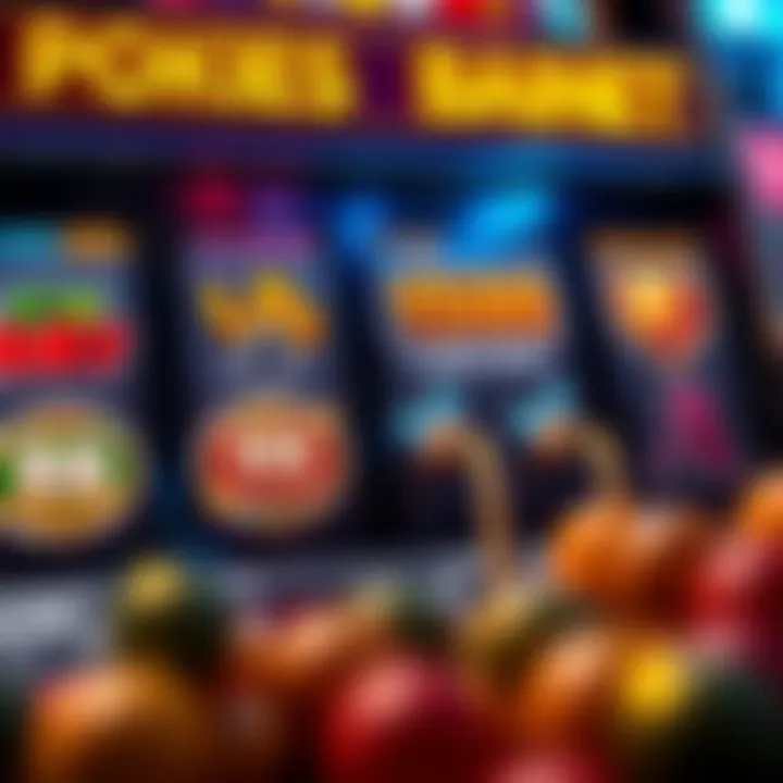 Slot machine reels with highlighted special feature symbols and payout indicators