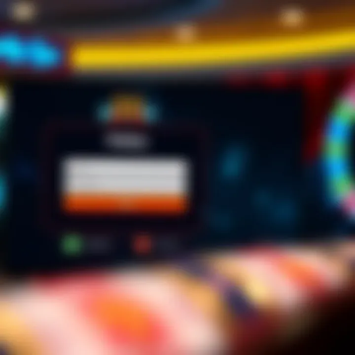 Illustration of online casino interface showing navigation and login options