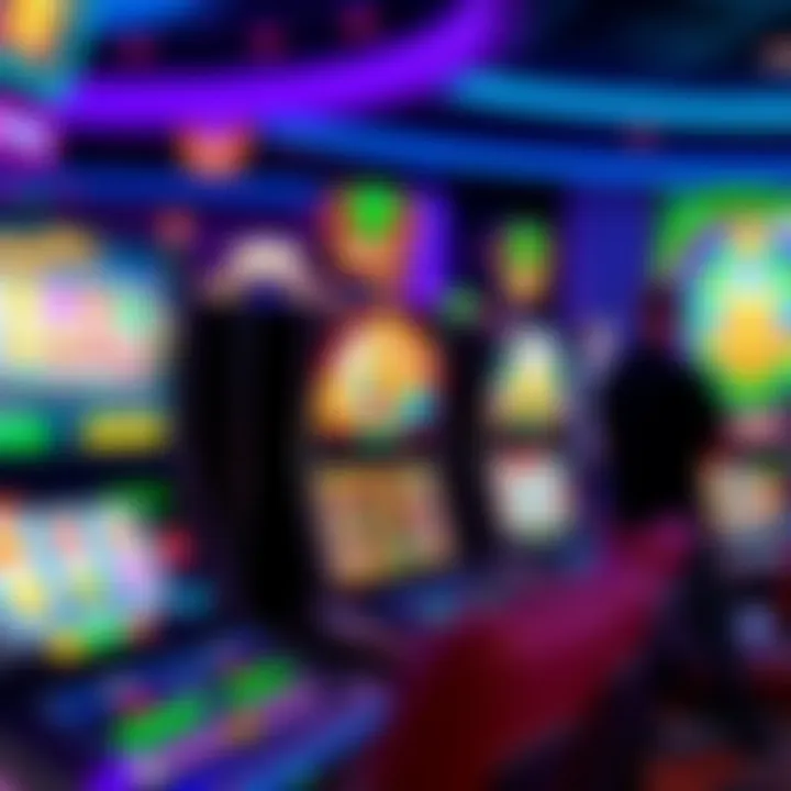 Colorful online casino game interface with various slot machine games and betting options