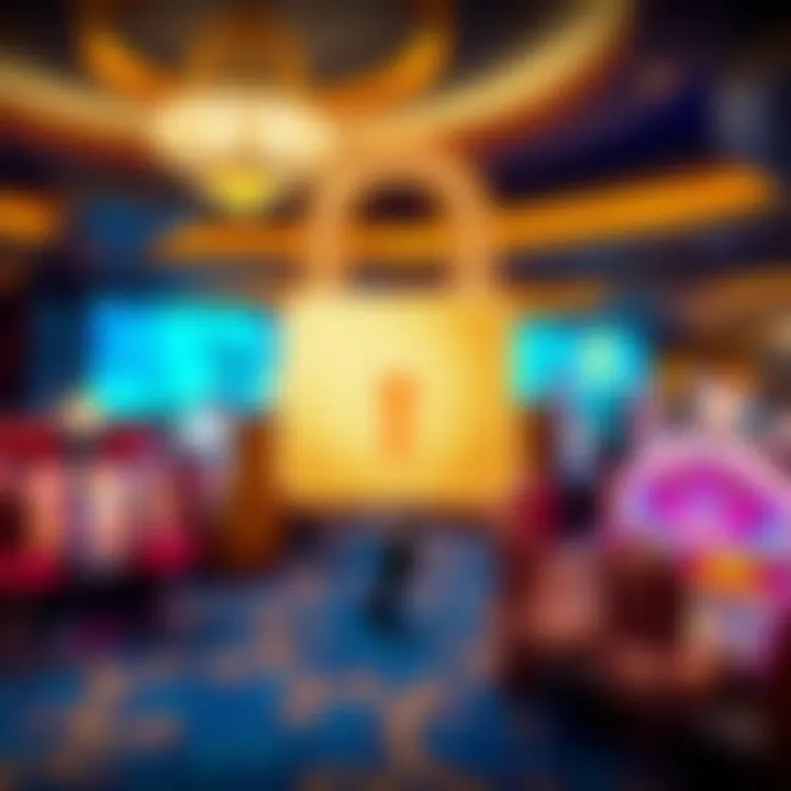 Secure digital lock symbol over casino background representing online security and player protection