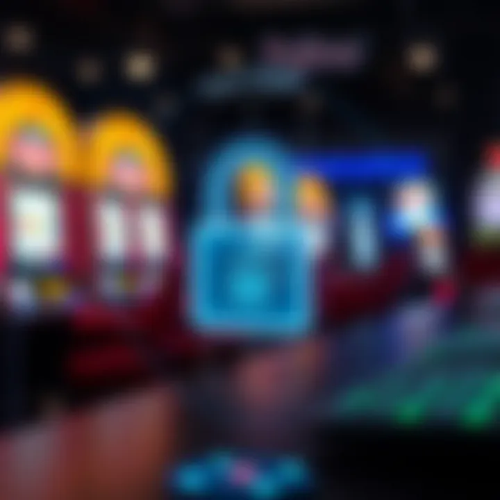 Safe online gaming concept with digital lock and secure connection symbols