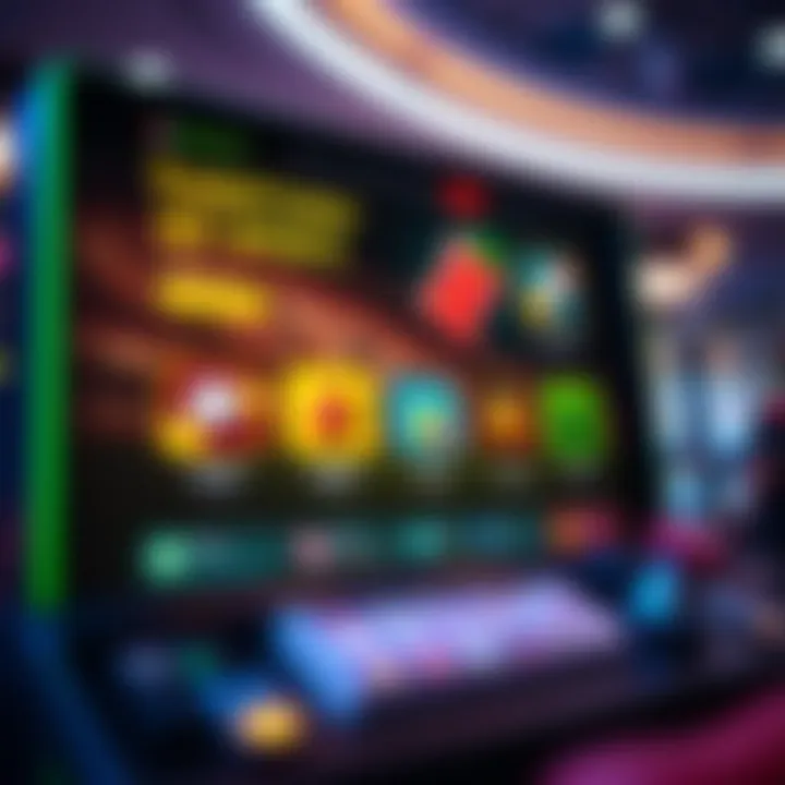 Illustration of a secure online casino website with bonus offers and budget management icons