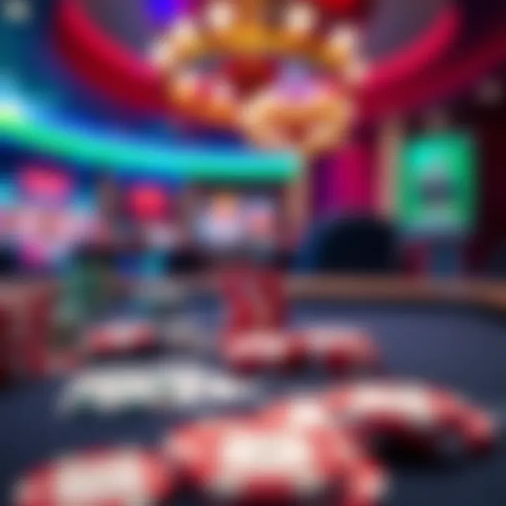 Ricky Casino Game Selection for Australian Players Colorful casino chips and playing cards on a digital gaming table
