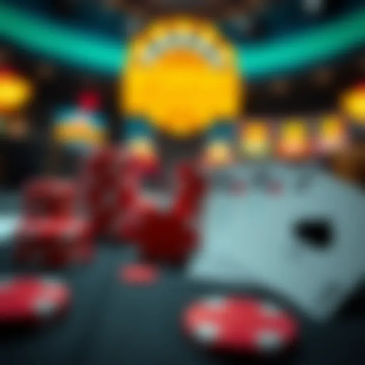 Bright casino chips and playing cards representing online casino games