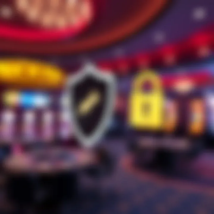 Safe and secure online casino environment with shield and lock icons