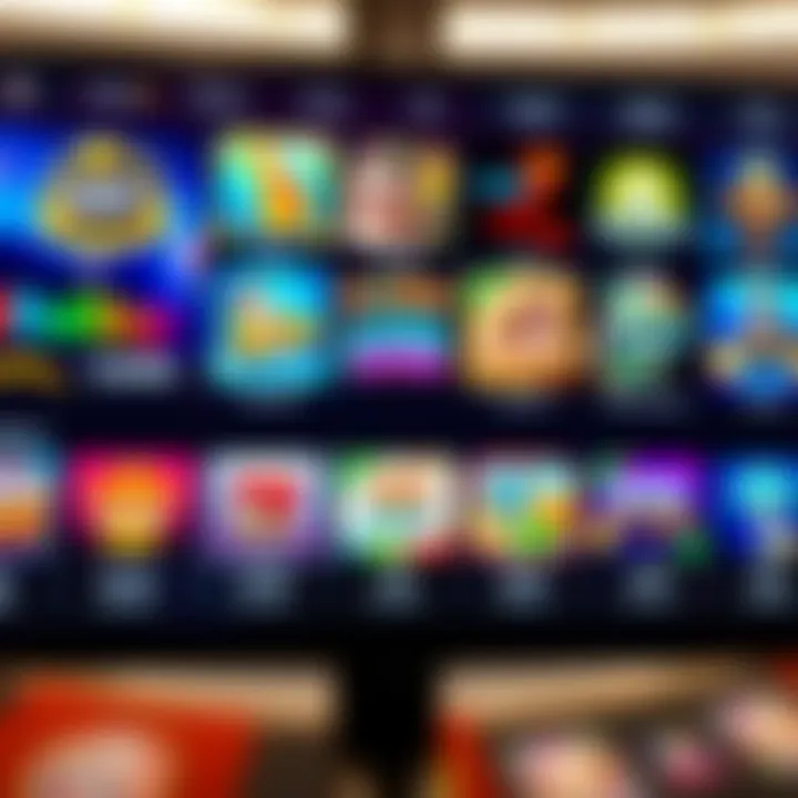 Colorful casino game icons displayed on a digital interface