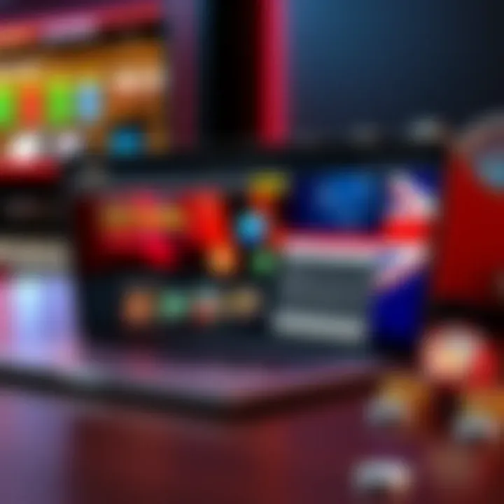 Australian flag beside a laptop displaying Rocket Casino website with bonus code offers