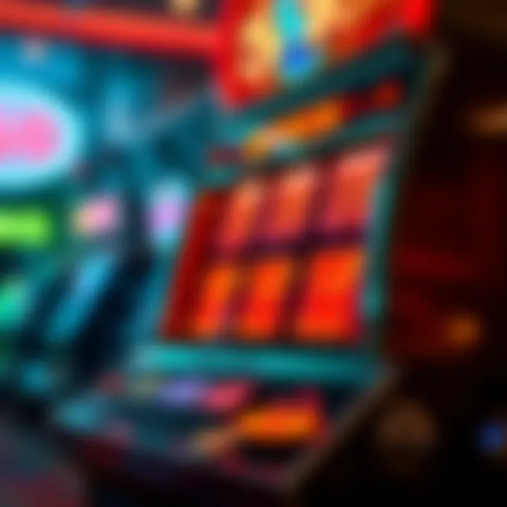 Illustration of a digital slot machine with glowing bonus symbols and coins