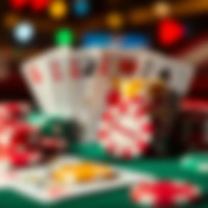 Visual representation of bonus types and wagering requirements with casino chips and cards