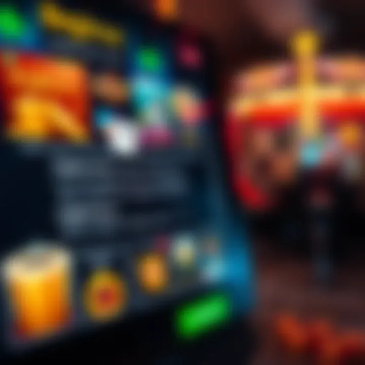 Graphic showing a digital casino interface with highlighted eligible games and wagering terms