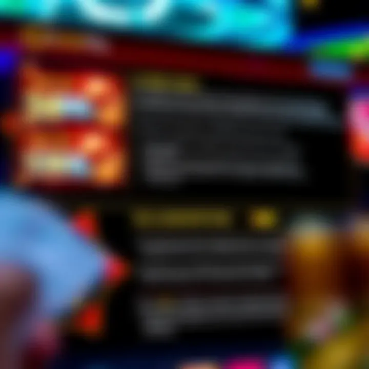 Illustration of a digital casino interface highlighting bonus offers and terms and conditions